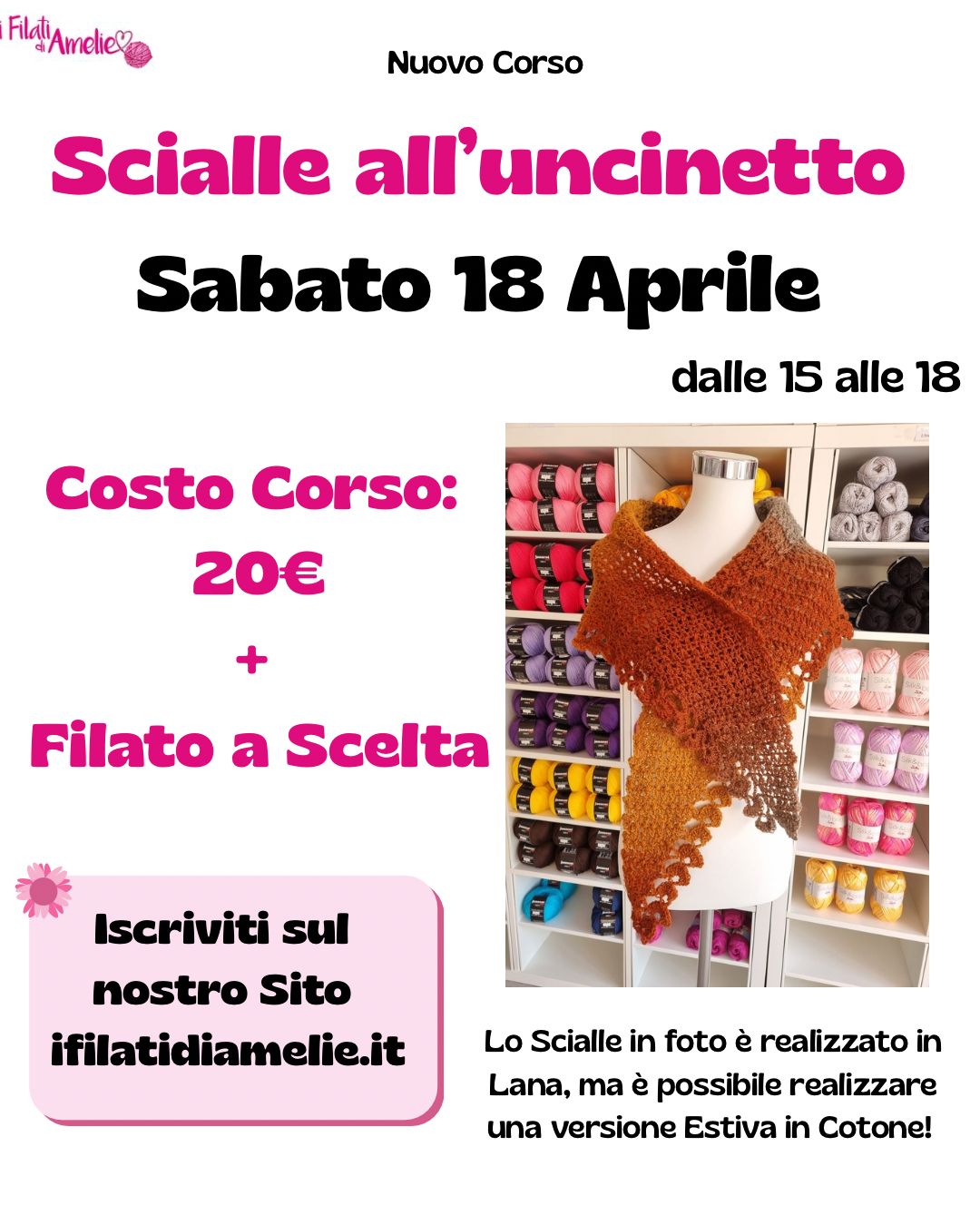 pavia, negozio filati pavia, corsi uncinetto pavia, corsi crochet pavia, corso ferri lana pavia, corso ferri circolari pavia, corso principianti uncinetto pavia