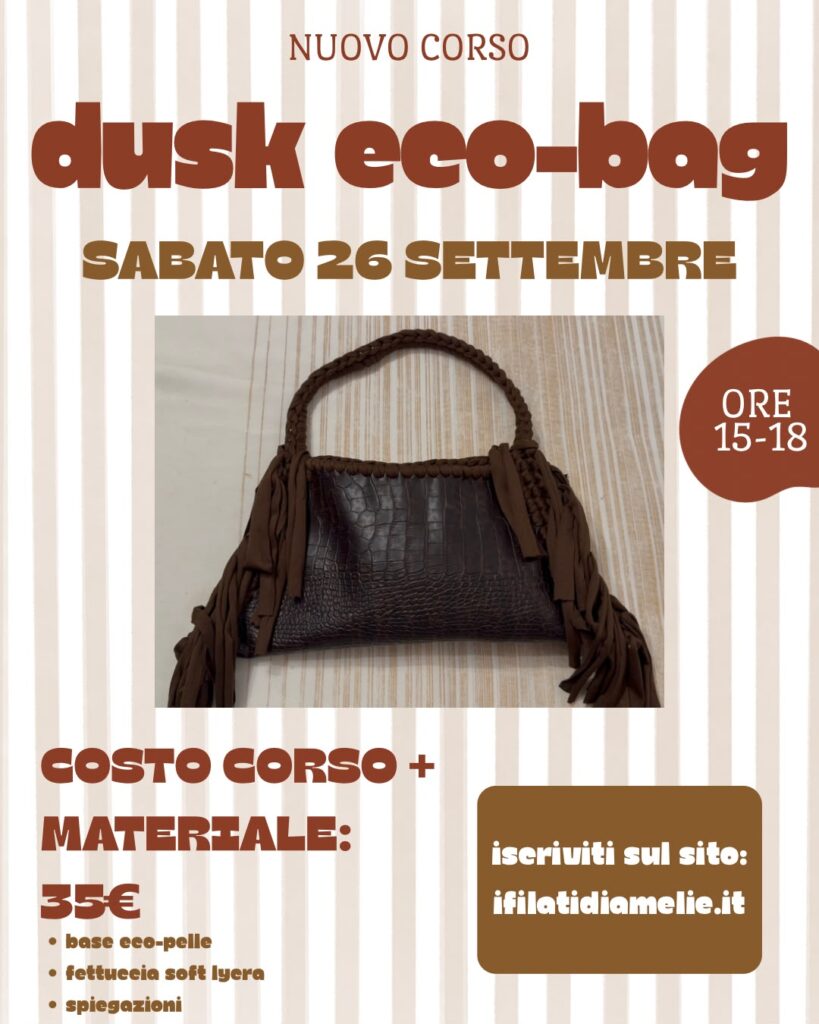 corso uncinetto, corso borsa uncinetto, corso borsa ecopelle, borsa autunnale