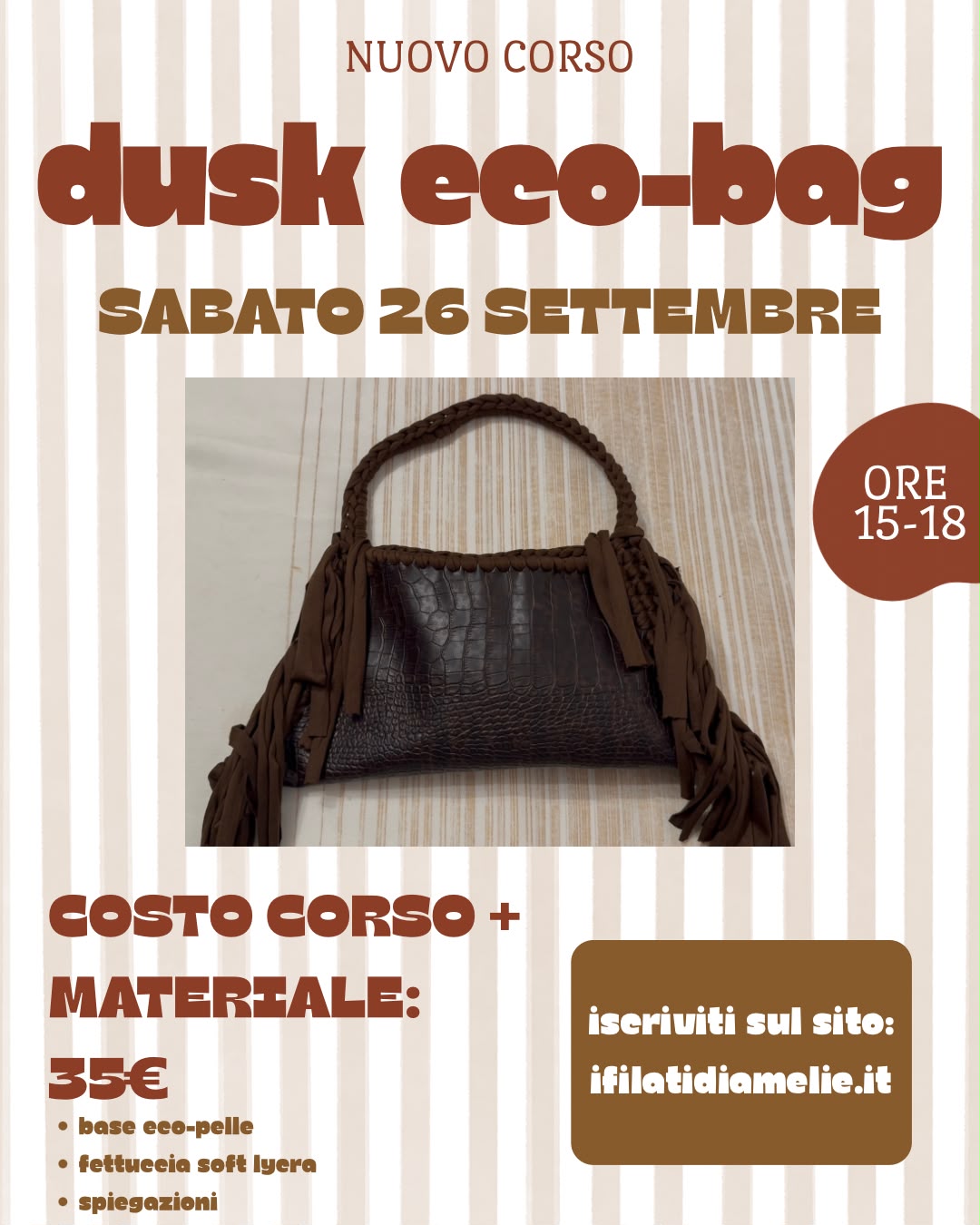 corso uncinetto, corso borsa uncinetto, corso borsa ecopelle, borsa autunnale
